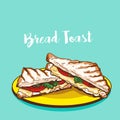 Bread toast vegetable sandwich vector illustration