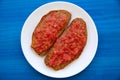 Bread toasted slices with grated tomato