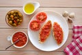 Bread toasted slices with grated tomato