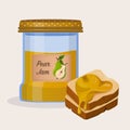 Bread toasts and pear jam. Tasty and sweet breakfast. Vector Royalty Free Stock Photo