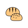 Bread, two rolls, puff. Bakery products Vector linear Royalty Free Stock Photo