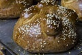 bread used in offerings,Pan de Muerto Mexico, Mexican sweet Bread during Day of the Dead festivities Royalty Free Stock Photo