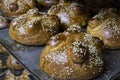 bread used in offerings,Pan de Muerto Mexico, Mexican sweet Bread during Day of the Dead festivities Royalty Free Stock Photo