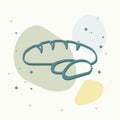Bread vector icon. Loaf is cut into pieces on multicolored background. Layers grouped for easy editing illustration. For your Royalty Free Stock Photo