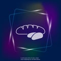 Bread vector neon light icon. Loaf is cut into pieces. Layers g Royalty Free Stock Photo