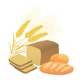Bread and wheat spikelets, illustration Royalty Free Stock Photo