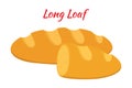 Bread, whole grain loaf, bakery, pastry. Cartoon flat style. Vector