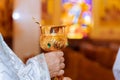 Bread, wine and bible for sacrament communion, prayer for wine Royalty Free Stock Photo