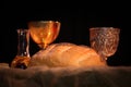 bread wine chalice. Christian liturgy church service Royalty Free Stock Photo