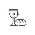 Bread and wine cup line icon Royalty Free Stock Photo