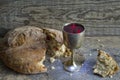 Bread and wine holy communion sign symbol Royalty Free Stock Photo