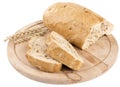 Bread on wooden board, isolated