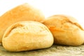 Bread on wooden table close up