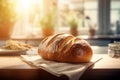 Bread wooden table. Generate Ai Royalty Free Stock Photo