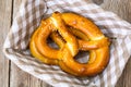 Breadbasket with traditional homemade Bavarian pretzels