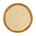 Fine breadcrumbs, also breading or crispies in wooden bowl