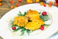 Breaded Chicken Fillet with Herbs and Cranberries Royalty Free Stock Photo