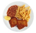 Breaded fish meal from above Royalty Free Stock Photo