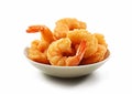 Breaded fried shrimps prawns in plate on white background.Macro.AI Generative Royalty Free Stock Photo