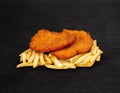 Weiner schnitzel with fried potatoes Royalty Free Stock Photo