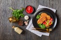 Breaded lamb chops served on a plate Royalty Free Stock Photo