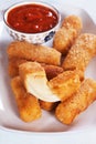 Breaded mozzarella cheese sticks