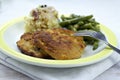 Breaded pork chop with beans Royalty Free Stock Photo