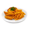 Breaded Shrimp and Chips Royalty Free Stock Photo