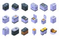 Breadmaker icons set isometric vector. Kitchen machine