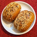 Breads baked with black and white sesame