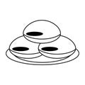 Breads food staked cartoon isolated in black and white