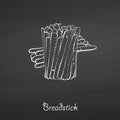 Breadstick food sketch on chalkboard