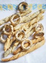 Breadsticks and cracknels Royalty Free Stock Photo