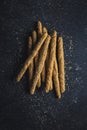 Breadsticks grissini. Bread sticks with sesame seeds Royalty Free Stock Photo