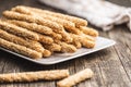 Breadsticks grissini. Bread sticks with sesame seeds Royalty Free Stock Photo