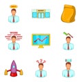 Breadwinner icons set, cartoon style