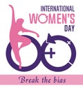 International women\'s day 2022 concept on the theme - break the bias. Social media poster, flyer on 8 march, IWD 2022