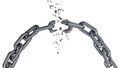 Break breaking curve chain steel isolated in white background - 3d rendering