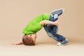 Break dance kids. little break dancer showing his skills. Royalty Free Stock Photo