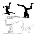 break dance silhouette isolated vector illustration set