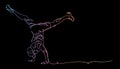 Break dance, street dance vector illustration. One continuous line art drawing of break dance pose. Colorful image on