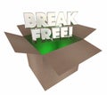 Break Free Liberate Yourself Cardboard Box Words Royalty Free Stock Photo