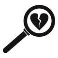 Break heart after divorce icon, simple style