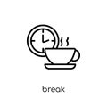 break icon. Trendy modern flat linear vector break icon on white