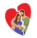 break in relationships. broken heart. vector illustration in flat style Royalty Free Stock Photo