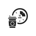 Break time black glyph icon. Time management concept. Sign for web page, mobile app, button, logo. Vector isolated element Royalty Free Stock Photo