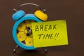 Break time concept with classic alarm clock Royalty Free Stock Photo