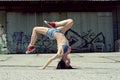 Breakdance girl on the street Royalty Free Stock Photo