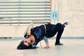 Breakdance girl on the street Royalty Free Stock Photo