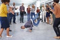 Breakdance, office and business people in celebration for success, teamwork and achievement at startup. Dance, team Royalty Free Stock Photo